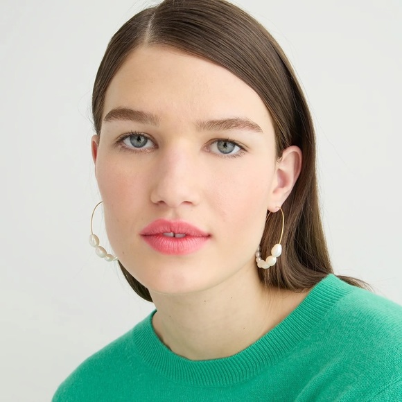 J. Crew Freshwater pearl hoop earrings - Picture 1 of 5